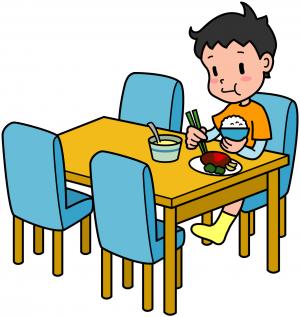 子供だけで食事をしているイラストです