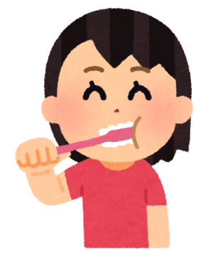 歯みがきをしている女の子のイラストです
