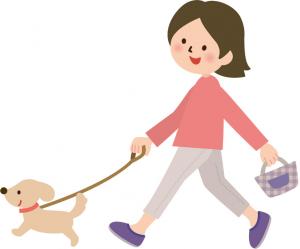 犬の散歩をしている画像です