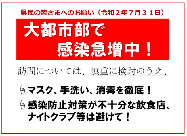 大都市圏で感染が拡大しています。