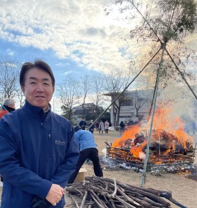 どんど焼きと市長