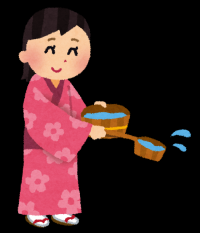 打ち水をするイラスト