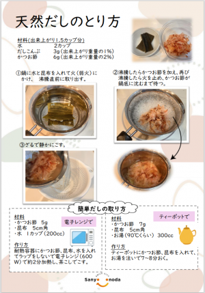 天然だしの取り方のチラシの画像です。