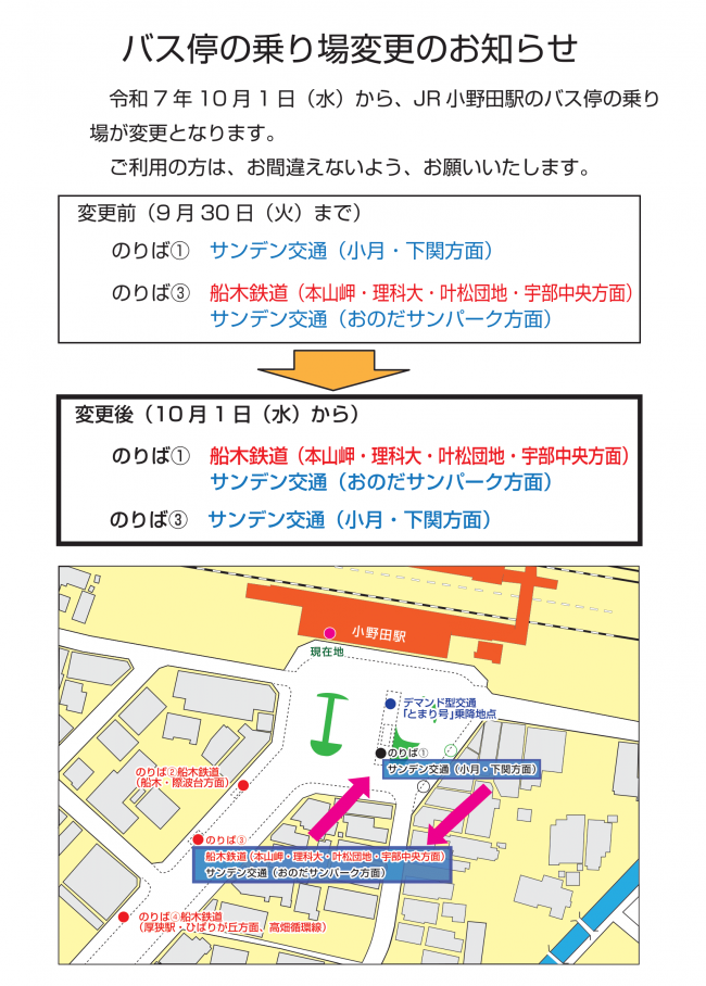 乗り場変更
