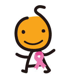 ピンクリボンを胸に付けたスマエジちゃん